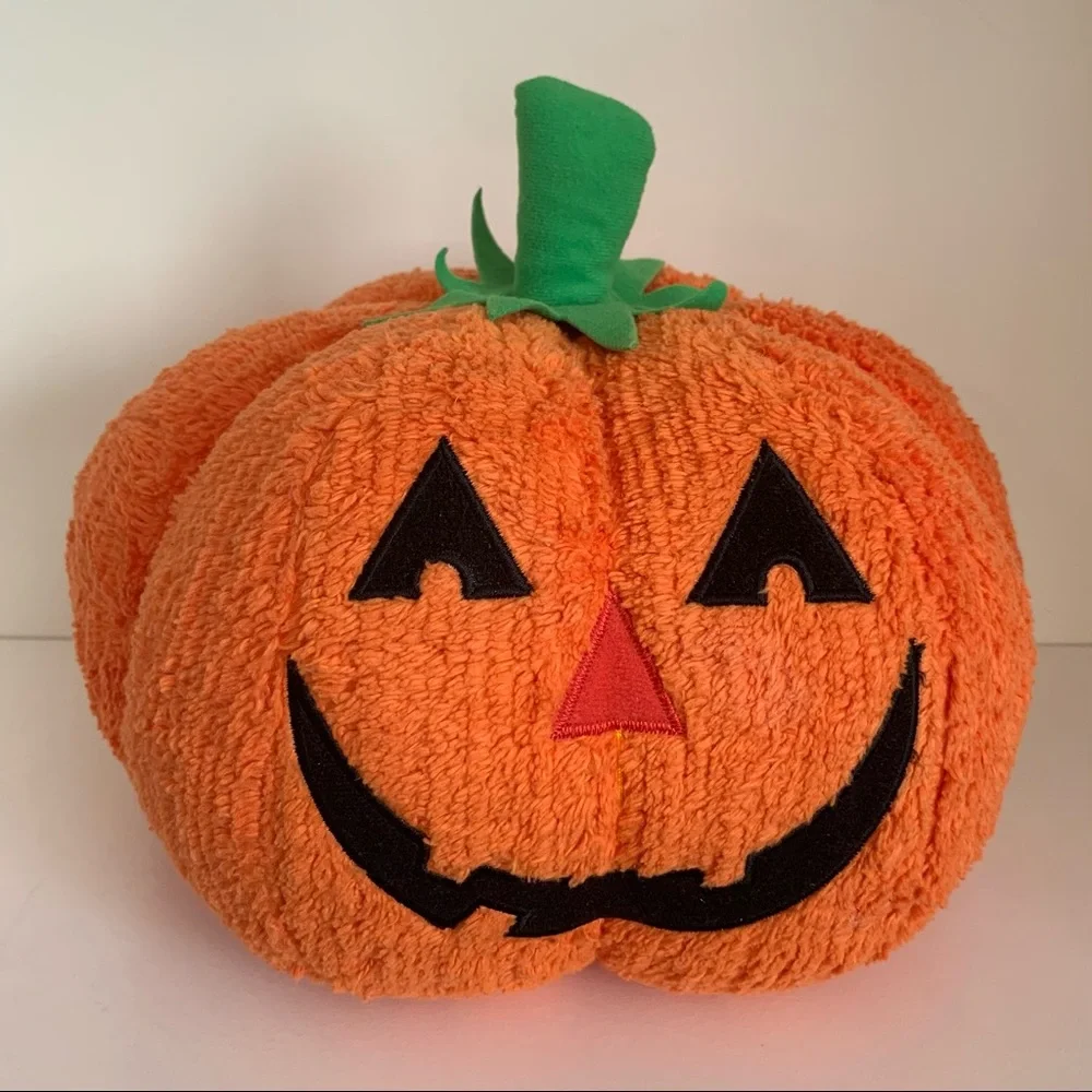 Vintage Large Jack o lantern plush pumpkin Halloween decor